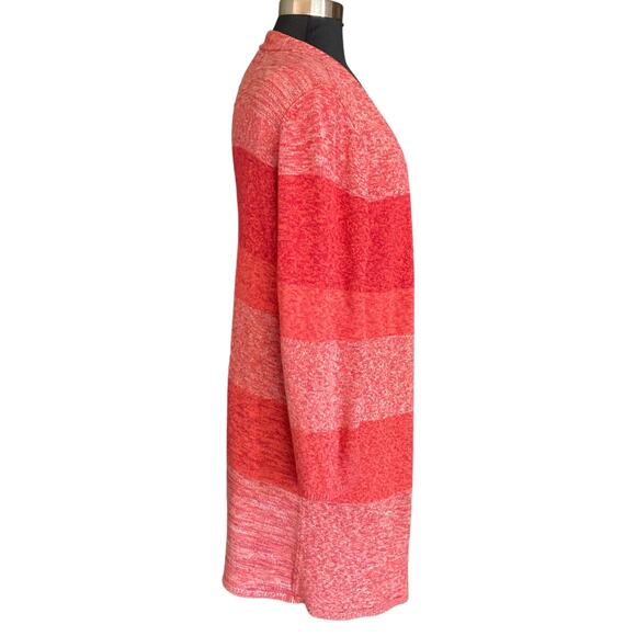 Coldwater Creek Colorblock Long Cardigan Sweater Orange Red Size Medium Fall - Picture 4 of 8